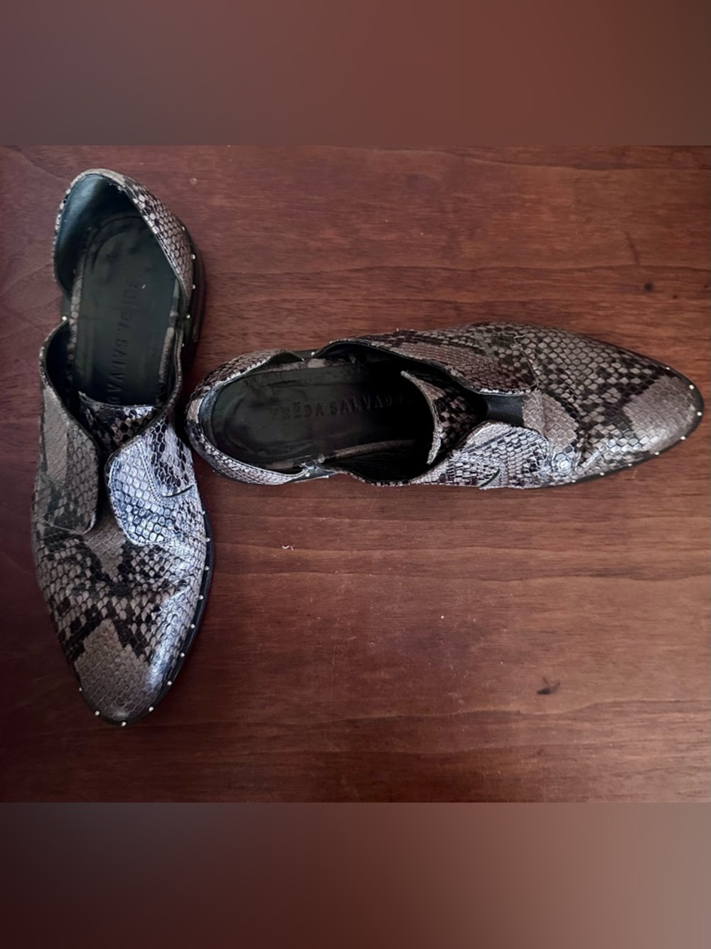 Freda Salvador Snake D’Orsay Loafers - grey /Black